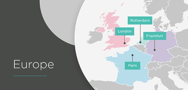 Colt DCS data centres European map